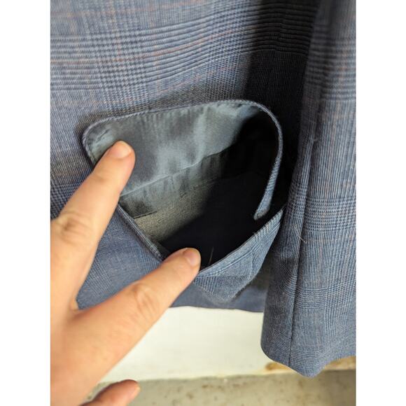 Vtg Brooks Brothers 346 Suit Navy Blue Glen Plaid Wool Business Mens Size 40R - Picture 7 of 16